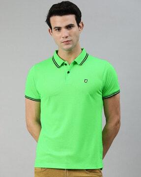 slim fit textured polo t-shirt