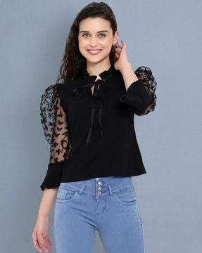 slim fit top with bell sleeves