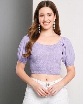 slim-fit top with puff sleeves