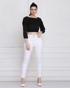 slim fit top with ruffles