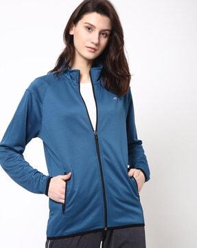 slim fit track jacket with raglan sleeves