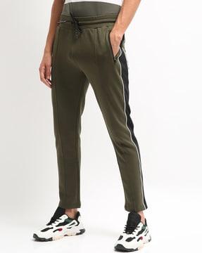 slim fit track pants with contrast taping