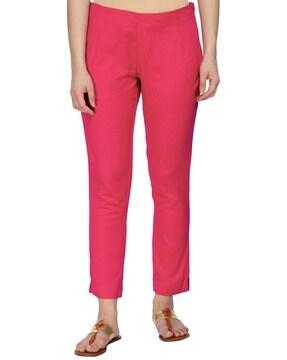 slim fit trousers with ankle length