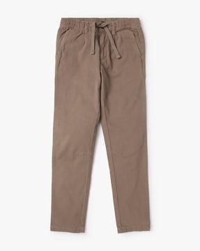 slim fit trousers with drawstring waist