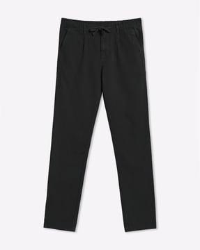 slim fit trousers with drawstring waist