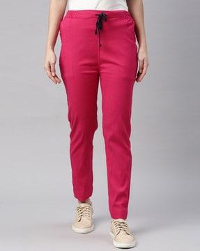 slim fit trousers with drawstring