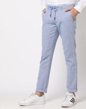 slim fit trousers with drawstring