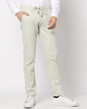 slim fit trousers with drawstring