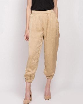 slim fit trousers with elasticated hems