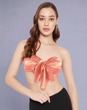 slim fit tube top with knot detail