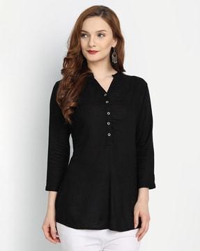 slim fit tunic with curved hem