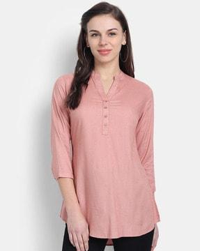 slim fit tunic with curved hem