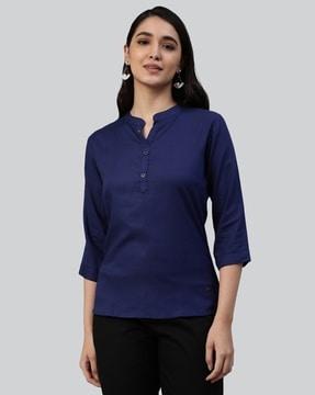 slim fit tunic with mandarin collar