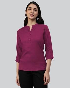 slim fit tunic with mandarin collar