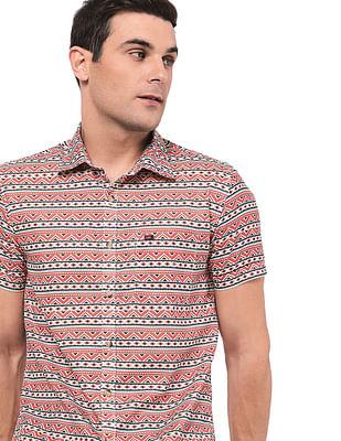 slim fit twill printed casual shirt