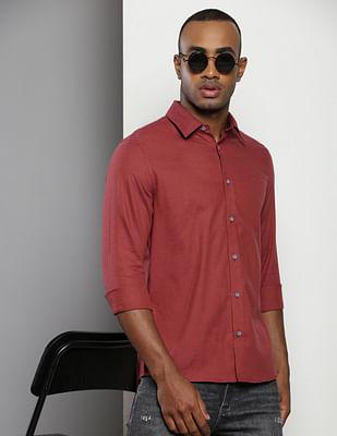 slim fit twill shirt