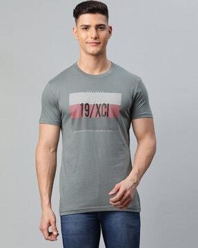 slim fit typographic print crew-neck t-shirt