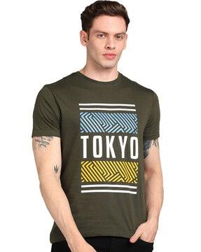 slim fit typographic print crew-neck t-shirt