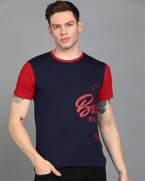 slim fit typographic print crew neck t-shirt