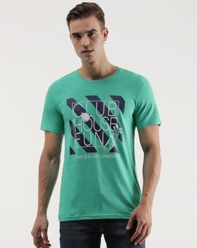 slim fit typographic print crew-neck t-shirt