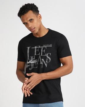 slim fit typographic print crew-neck t-shirt