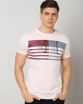 slim fit typographic print crew-neck t-shirt