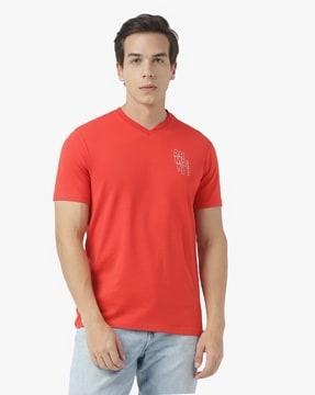 slim fit v-neck t-shirt with logo