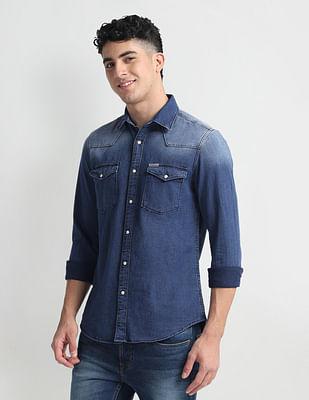 slim fit washed shirt