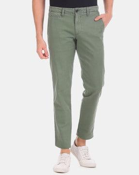 slim fit washwell vintage-wash flat-front trousers with gapflex