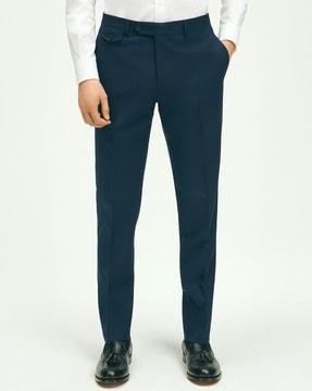 slim fit wool hopsack trousers