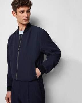 slim fit zip-front jacket