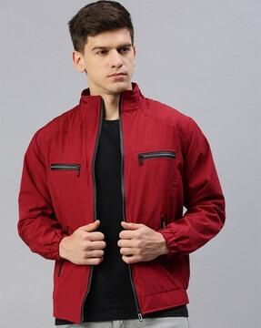 slim fit zip-front jacket