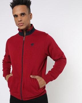 slim fit zip-front sweatshirt