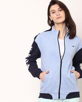 slim fit zip-front track jacket