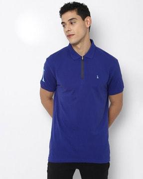 slim fit zip-up polo t-shirt