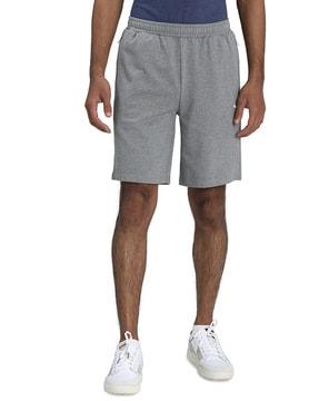 slim fit zippered shorts with elasticated waist