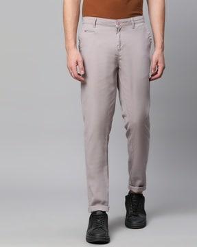 slim flat-front trousers