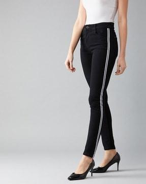 slim jeans with contrast taping