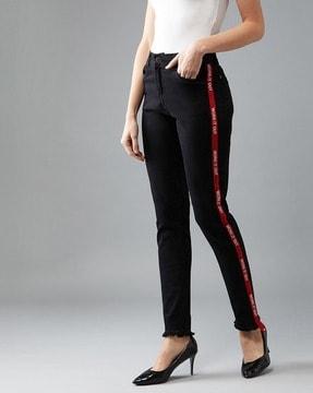 slim jeans with contrast taping