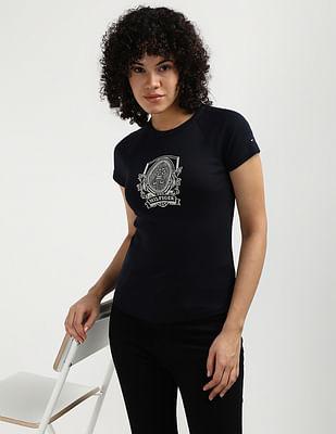 slim raglan crest crew neck t-shirt