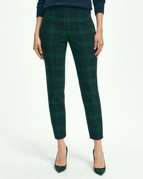 slim side-zip black watch cropped pants