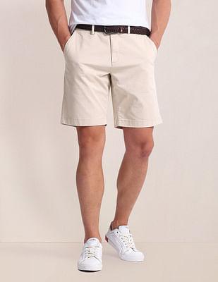 slim straight fit twill shorts