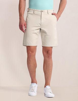 slim straight fit twill shorts