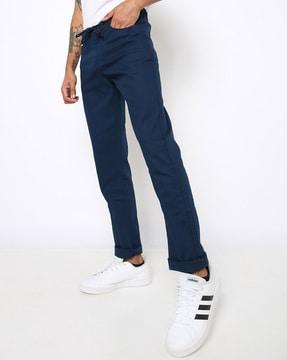 slim tapered fit flat-front chinos