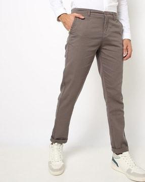 slim tapered fit flat-front trousers