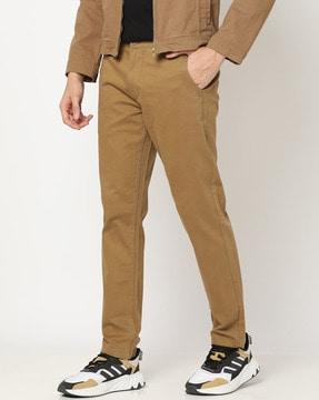 slim tapered fit flat-front trousers