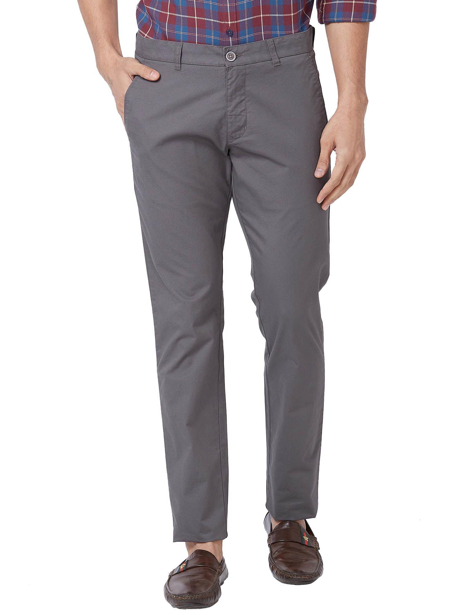 slim tapered fit solid dark grey trouser