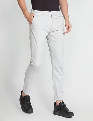 slim tapered solid casual trousers