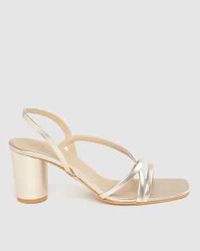 sling back chunky heeled sandals