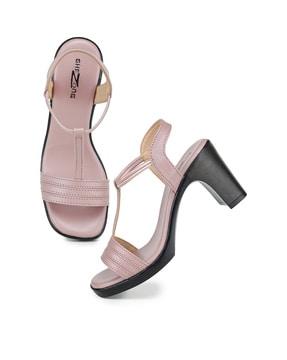 sling back chunky heeled sandals